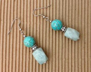 Turquoise dyed howlite and amazonite