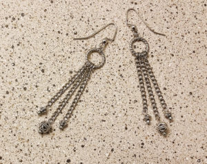 Custom dangle earrings - Pewter beads with stainless steel chain and hooks ~ Motley Mix Jewelry