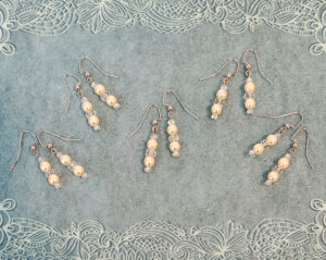 Bridesmaid earrings with vintage glass pearls and sparkling clear glass